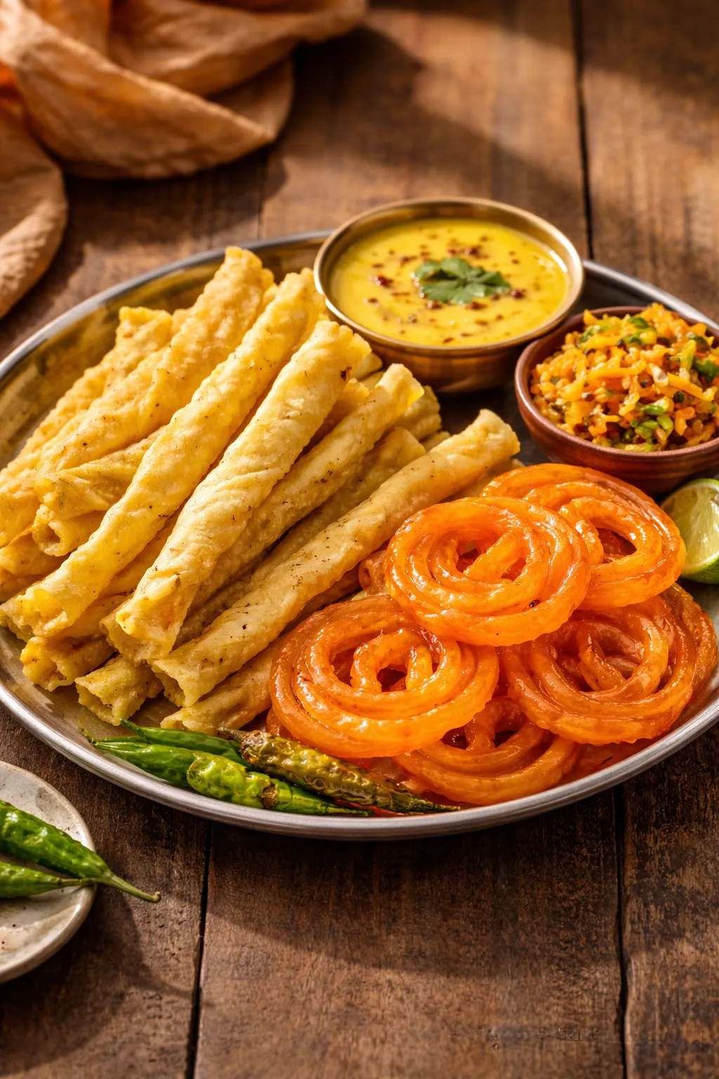 Fafda and Jalebi - Traditional Gujarati breakfast at The Taste of Gujarat, Calgary
